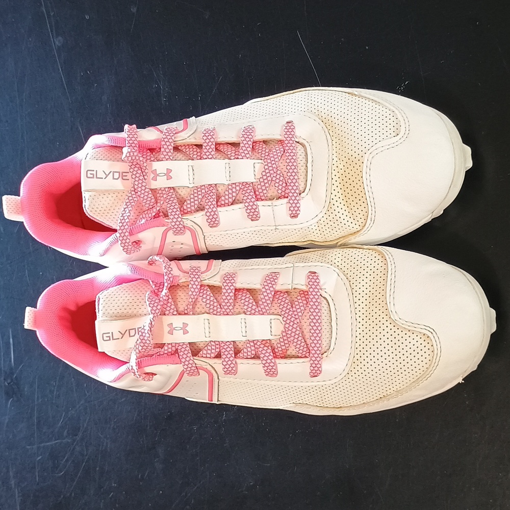 Under Armour Kids Pink and White Cleats - Picture 2 of 10